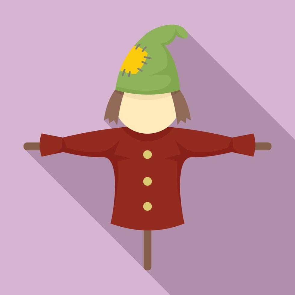 Rural scarecrow icon, flat style vector