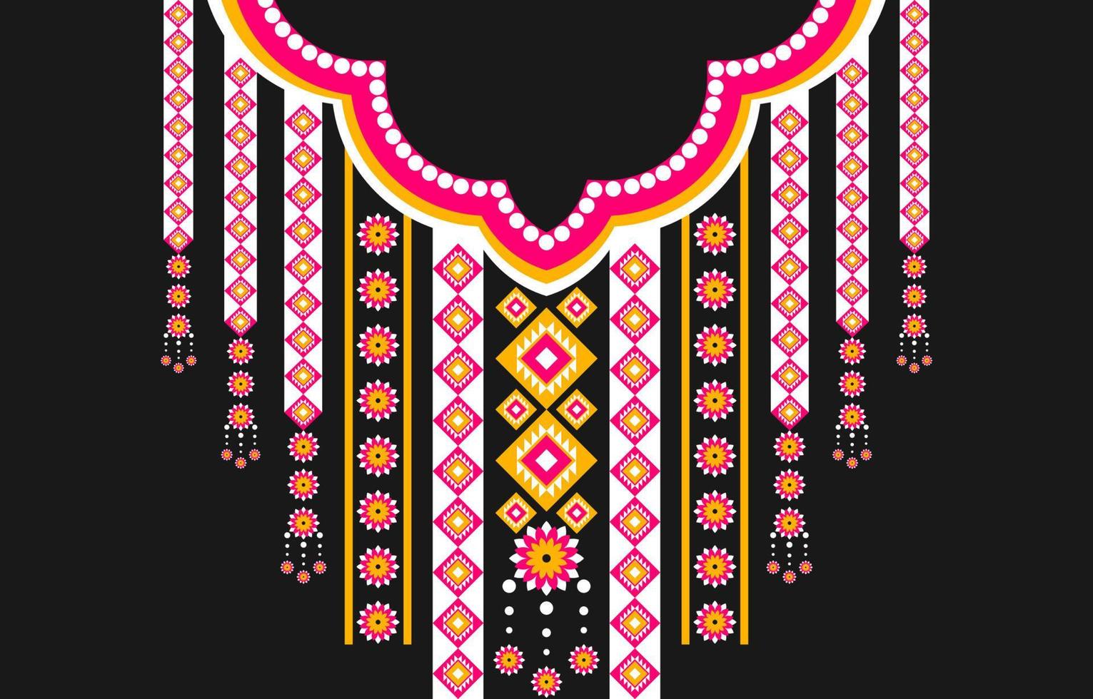 patrón oriental étnico geométrico tradicional. bordado de collar de flores. adorno floral decorativo. vector