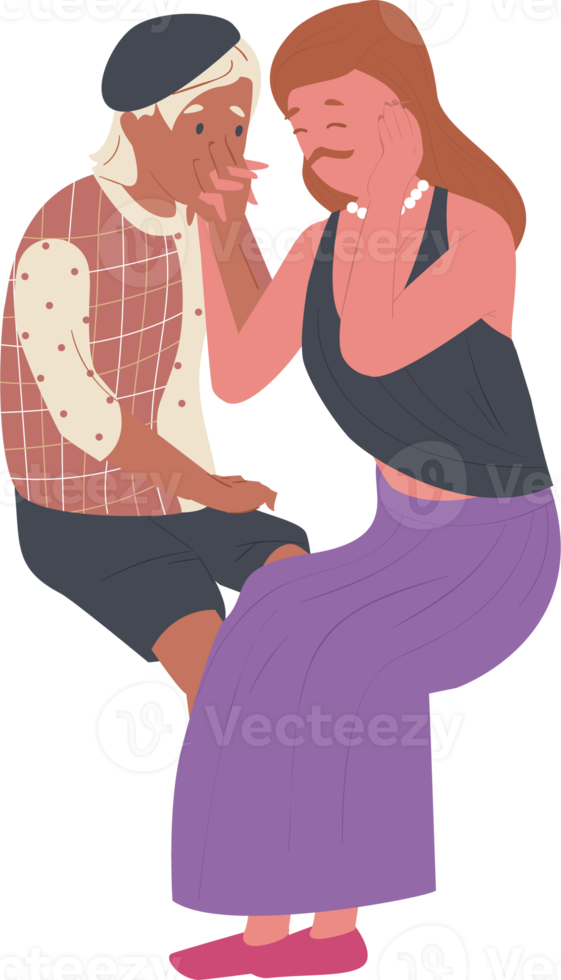 Set of LGBTQ in love different situation cartoon character PNG file