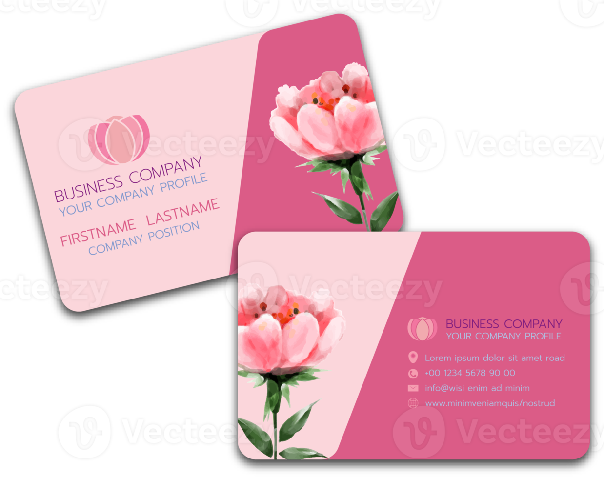 Professional love wedding business stationery items set flower color styles png illustration