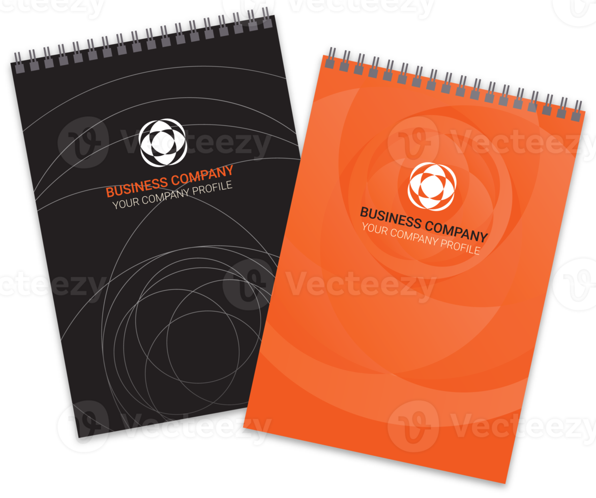 articles de papeterie professionnels mis en noir orange styles de couleurs modernes illustration png