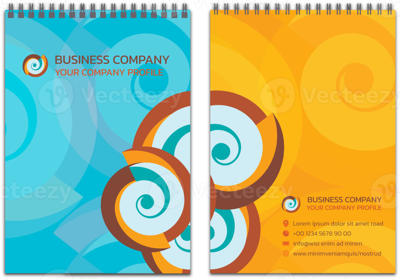 Professional business stationery items set beach color styles png illustration