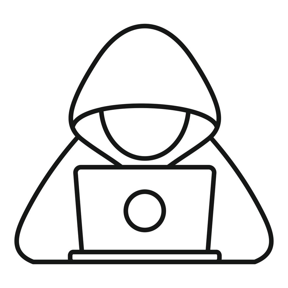 icono de hacker cibernético, estilo de contorno vector