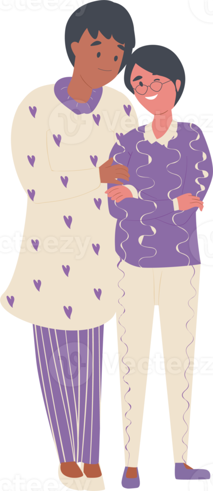 Set of LGBTQ in love different situation cartoon character PNG file