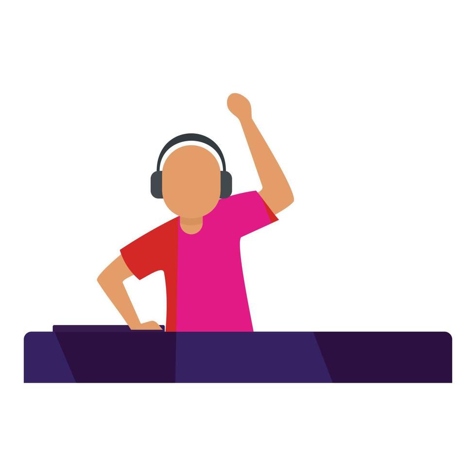 Dj disco icon, flat style vector