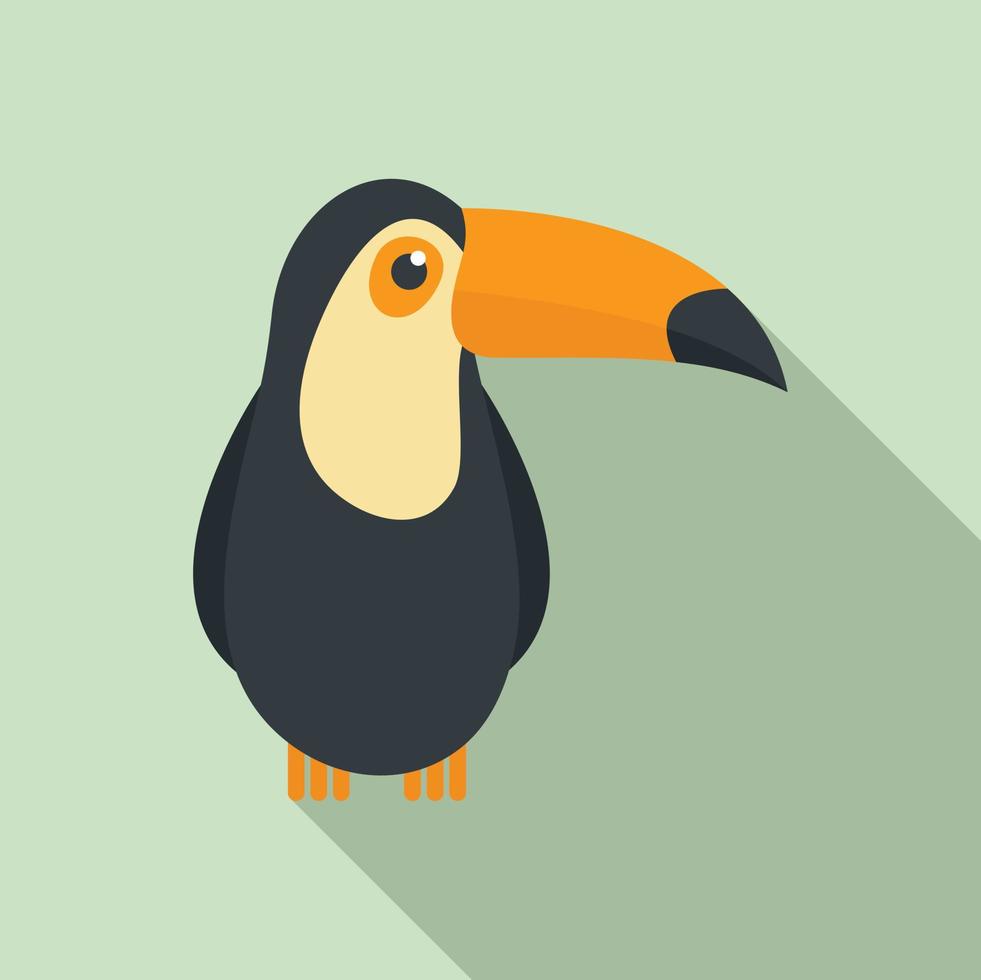 icono de pájaro tucán, estilo plano vector