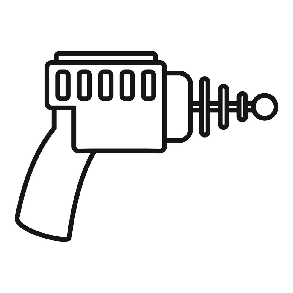 icono de blaster láser, estilo de esquema vector