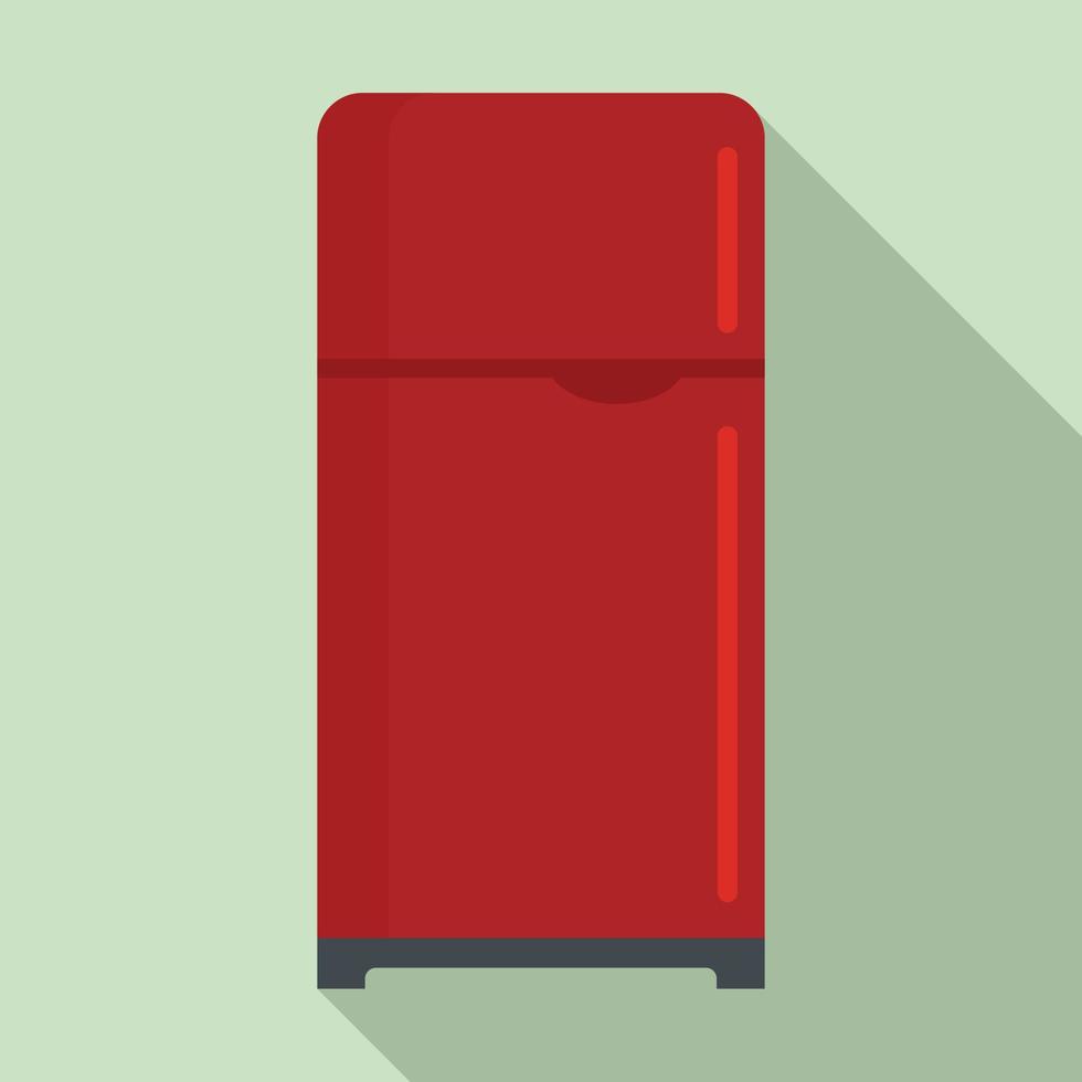 Retro fridge icon, flat style vector