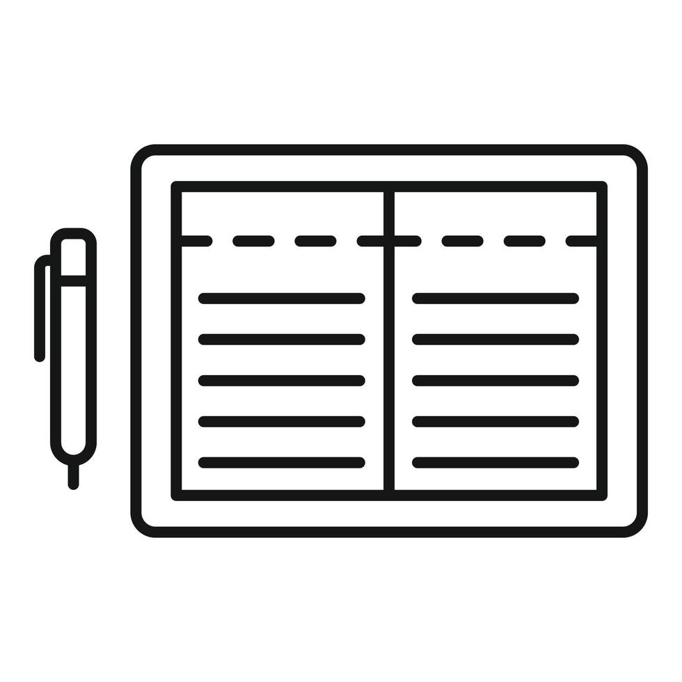 Open finance tablet icon, outline style vector