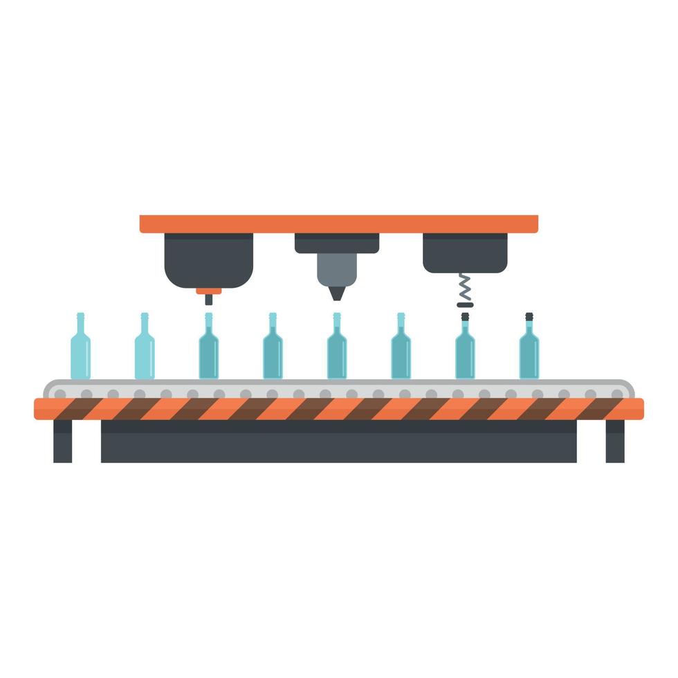 Bottle drink assembly line icon, flat style vector