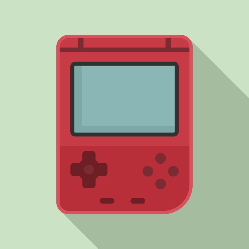 Red portable console icon, flat style vector