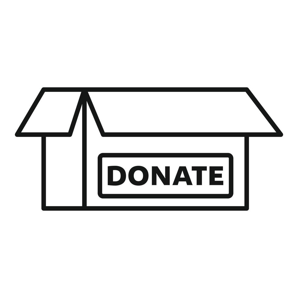 Donate carton box icon, outline style vector