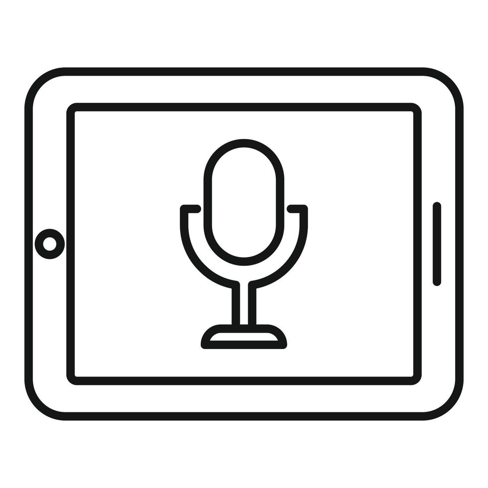 Tablet flash screen recording icon, outline style vector