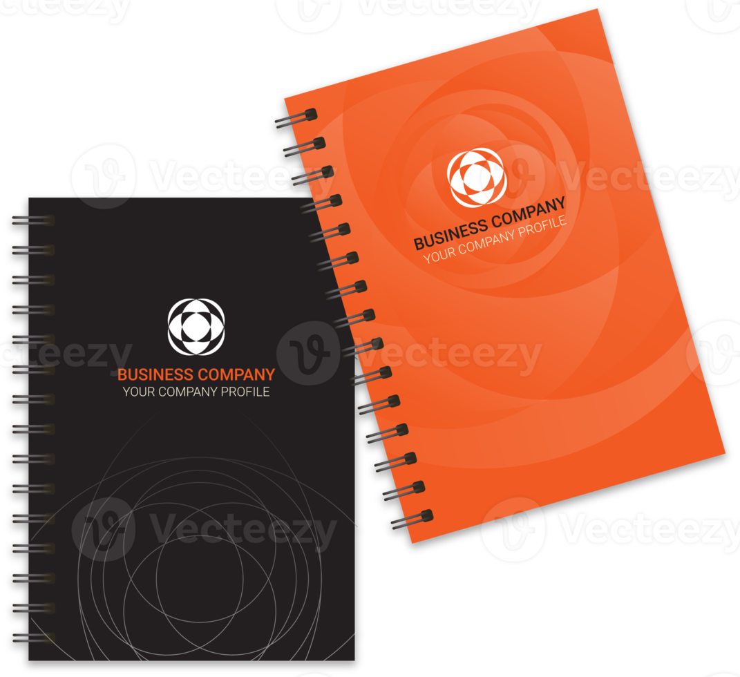 articles de papeterie professionnels mis en noir orange styles de couleurs modernes illustration png