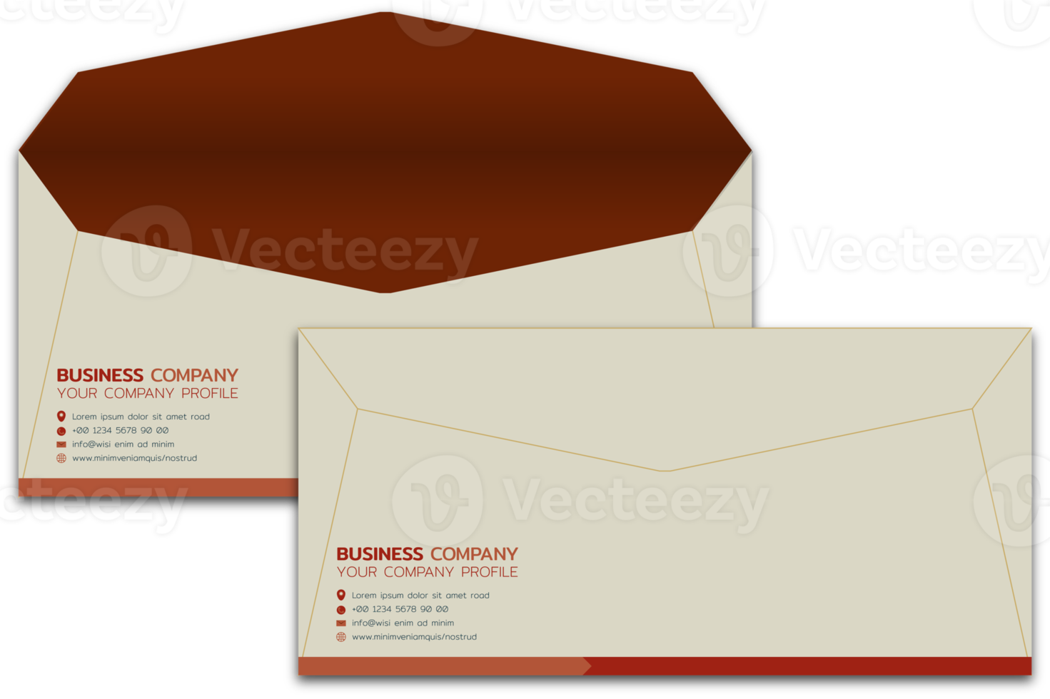 Professional business stationery items set earth tone vintage color styles png illustration