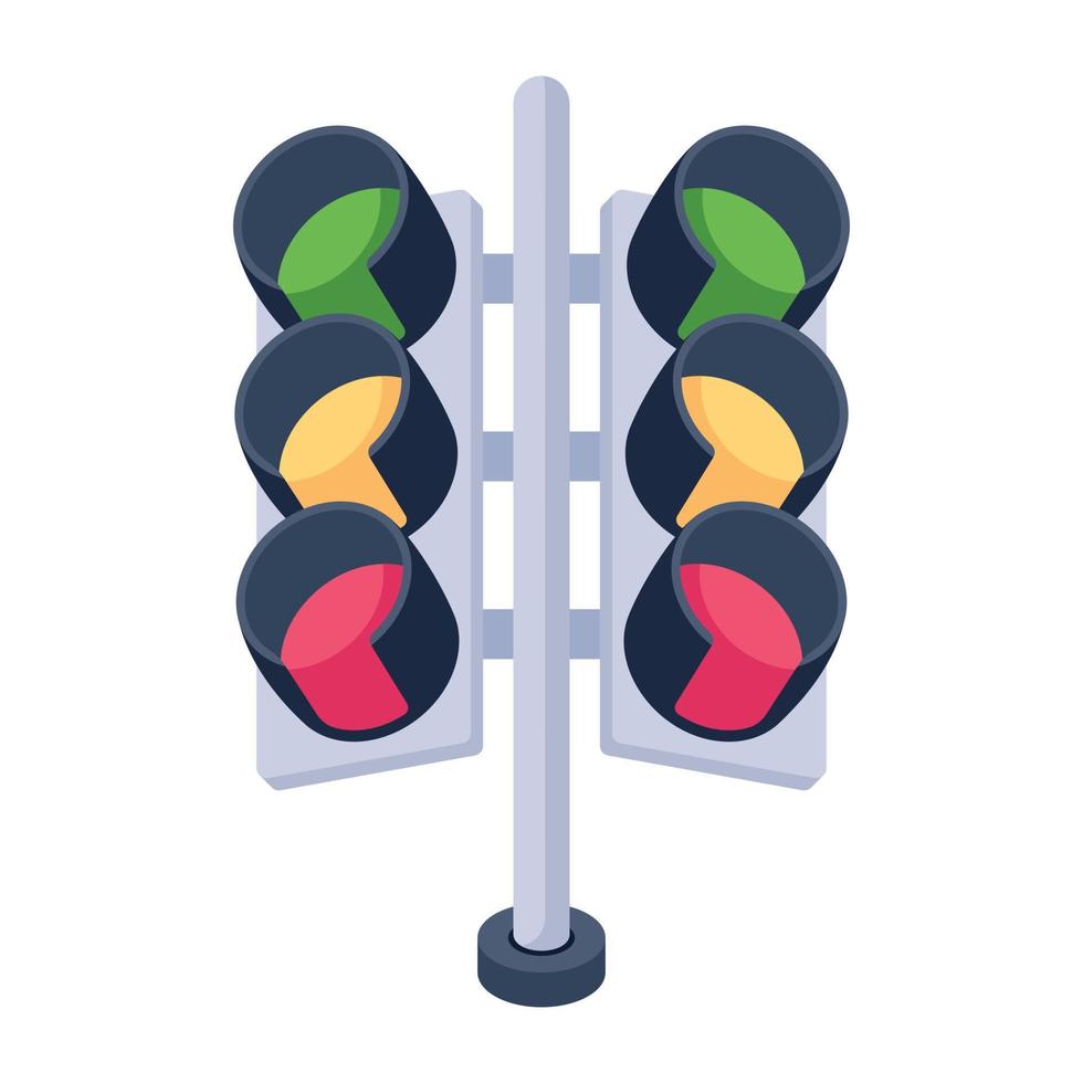 Traffic signal 2d icon design, editable vector