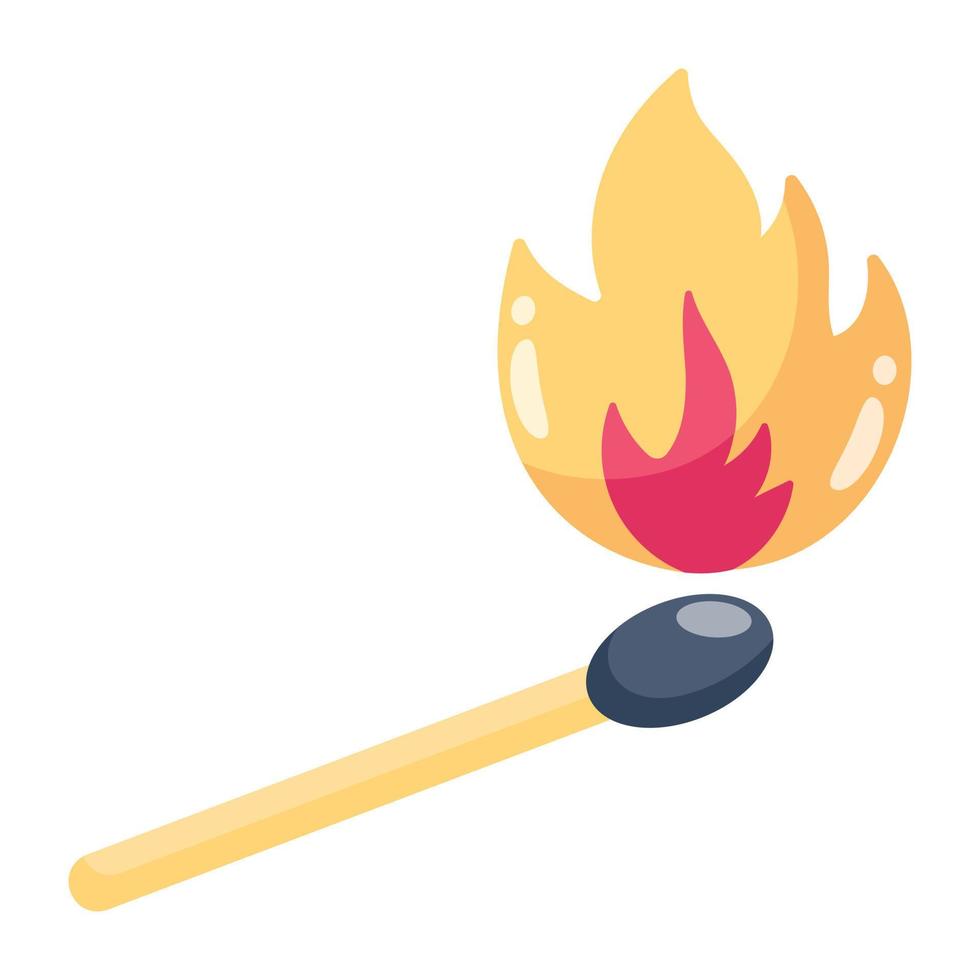 A catchy 2d icon of matchstick vector