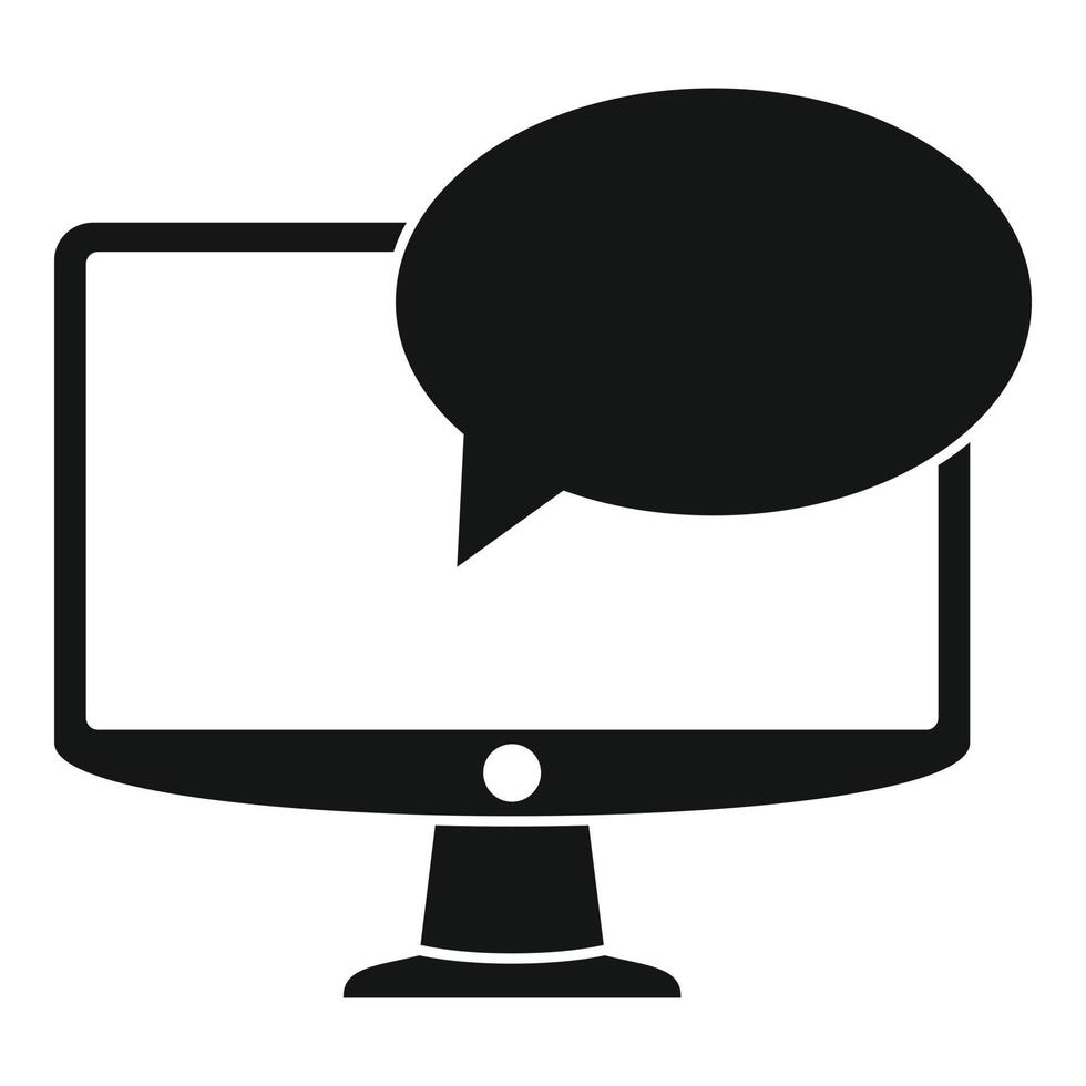 Monitor customer chat icon, simple style vector