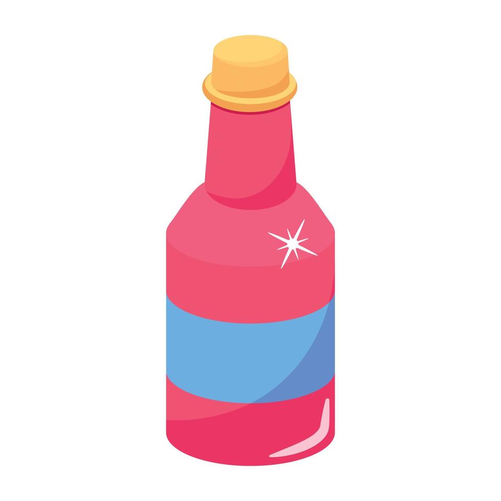 Trendy 2d icon of glass bottle vector