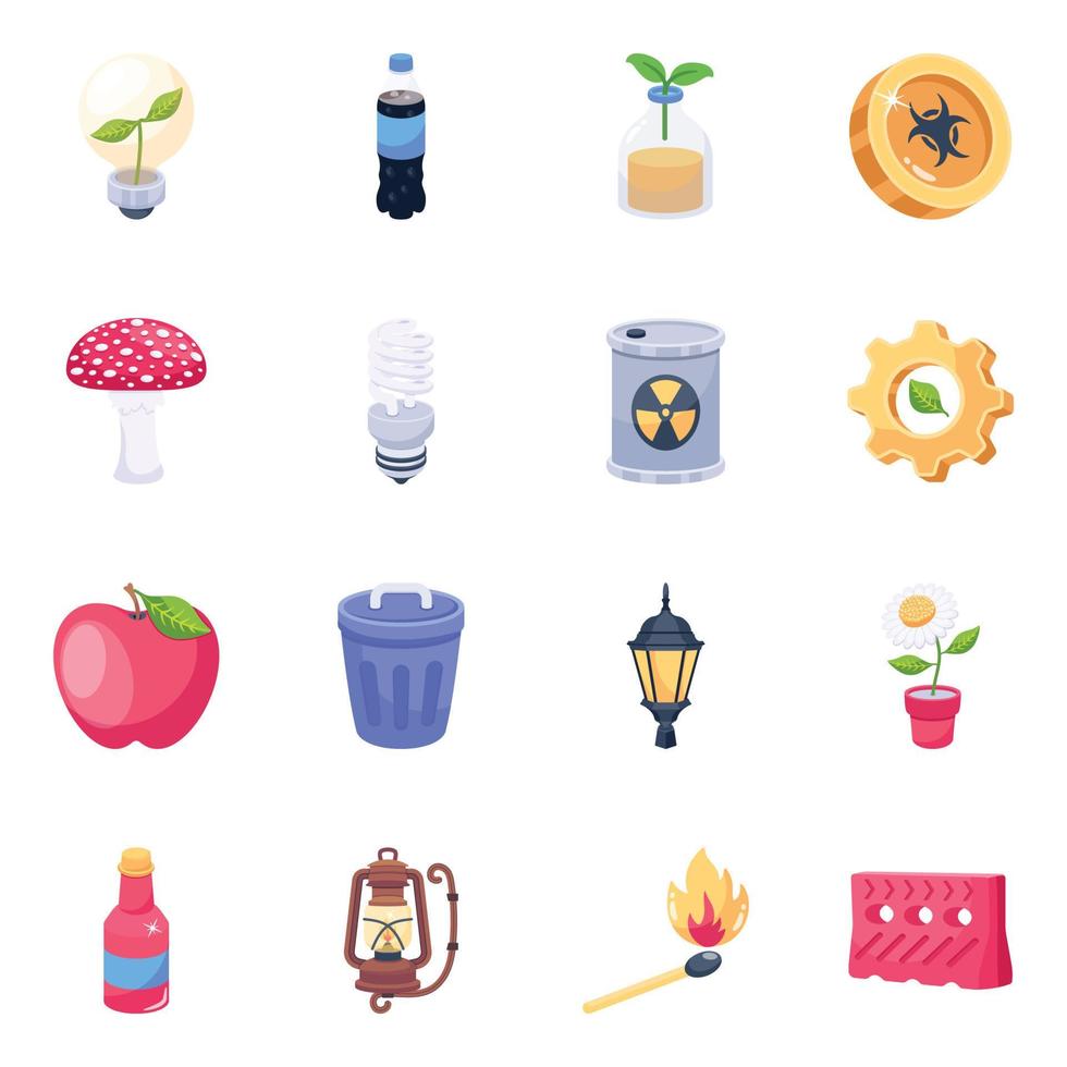 Pack of Ecology 2D Icons vector
