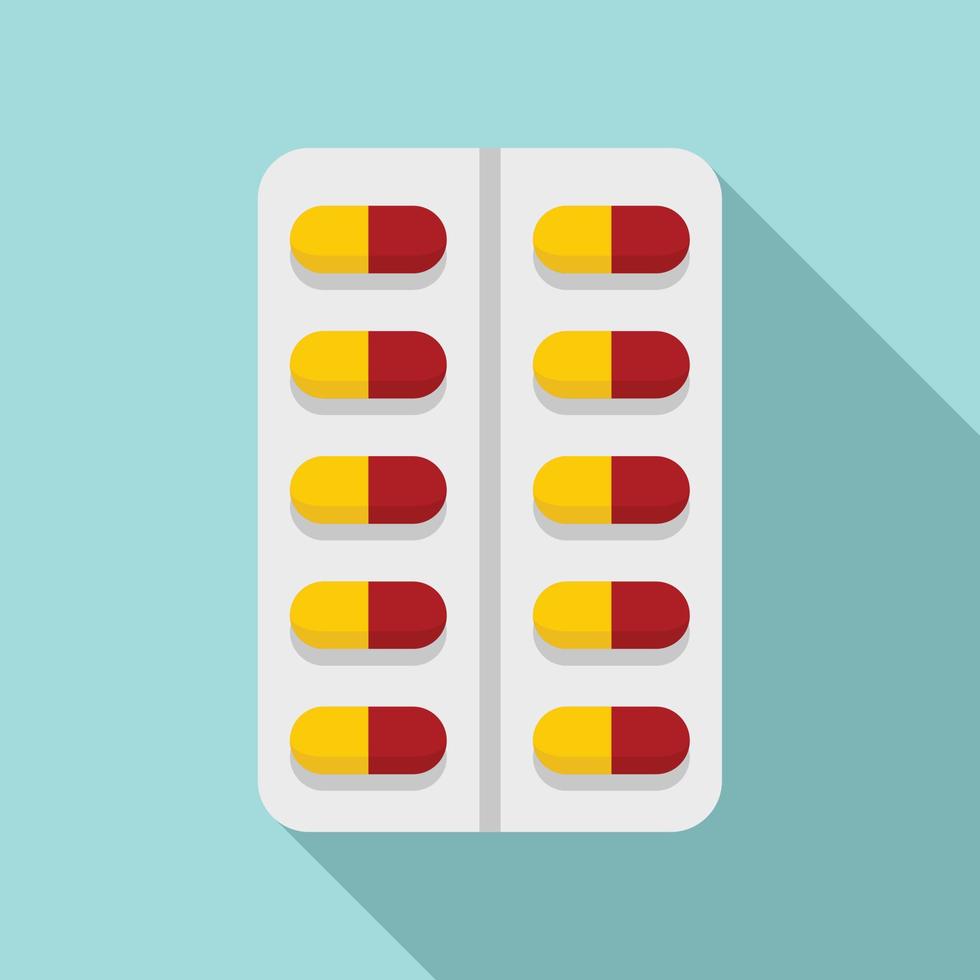 Pills pack icon, flat style vector