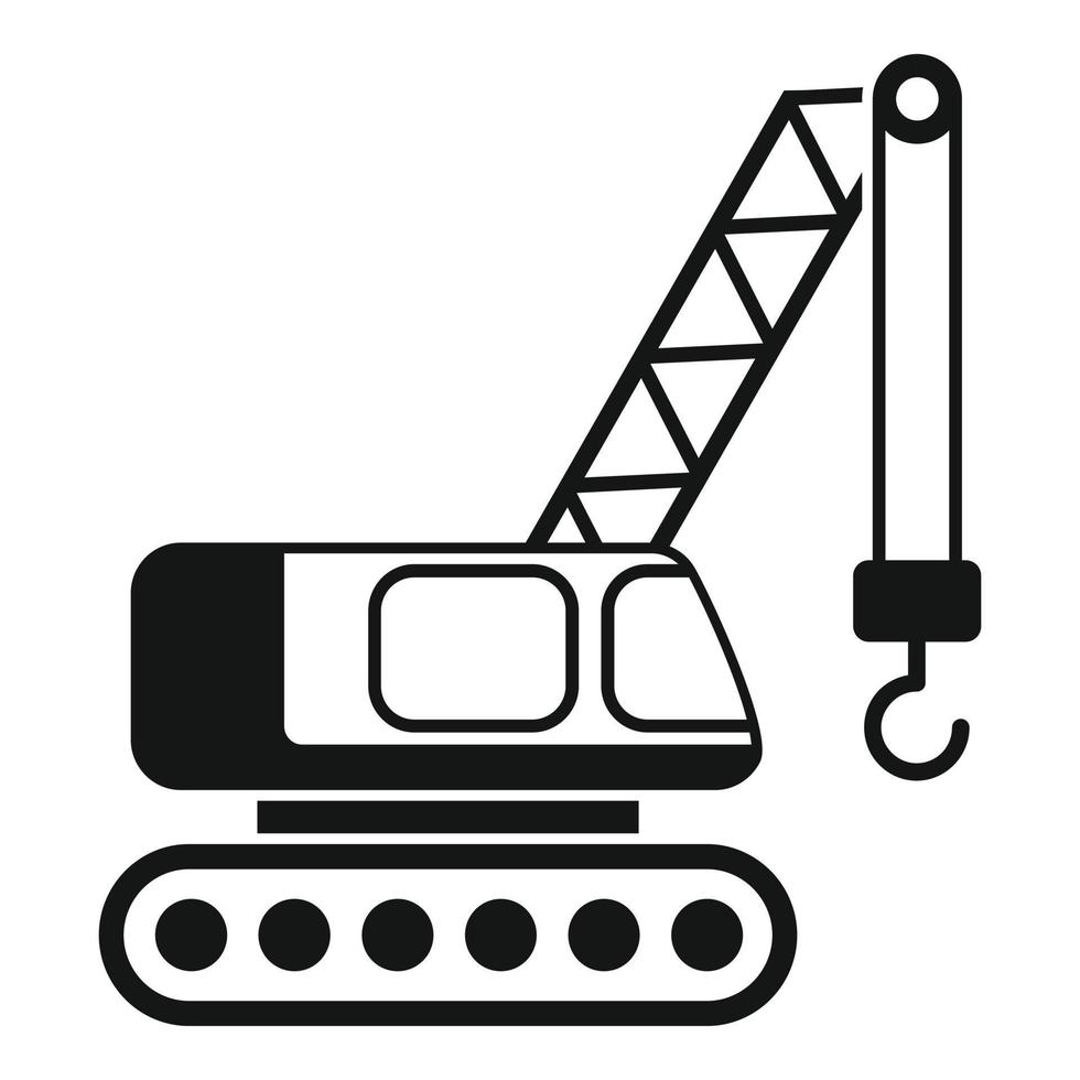 icono de grúa de construcción excavadora, estilo simple vector