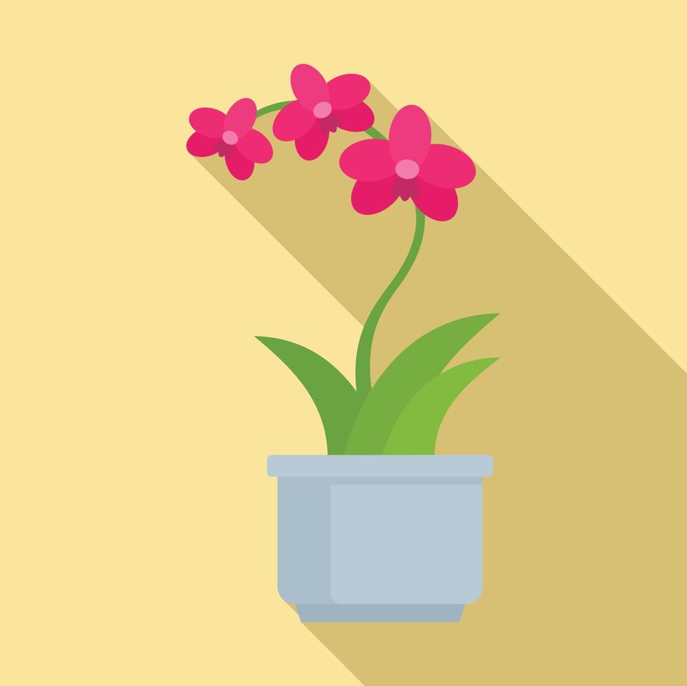 Pink orchid icon, flat style vector