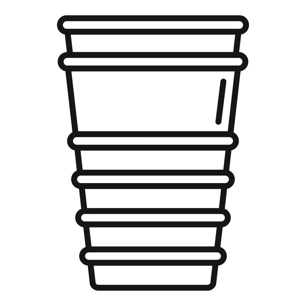 icono de taza de bebida de plástico, estilo de contorno vector