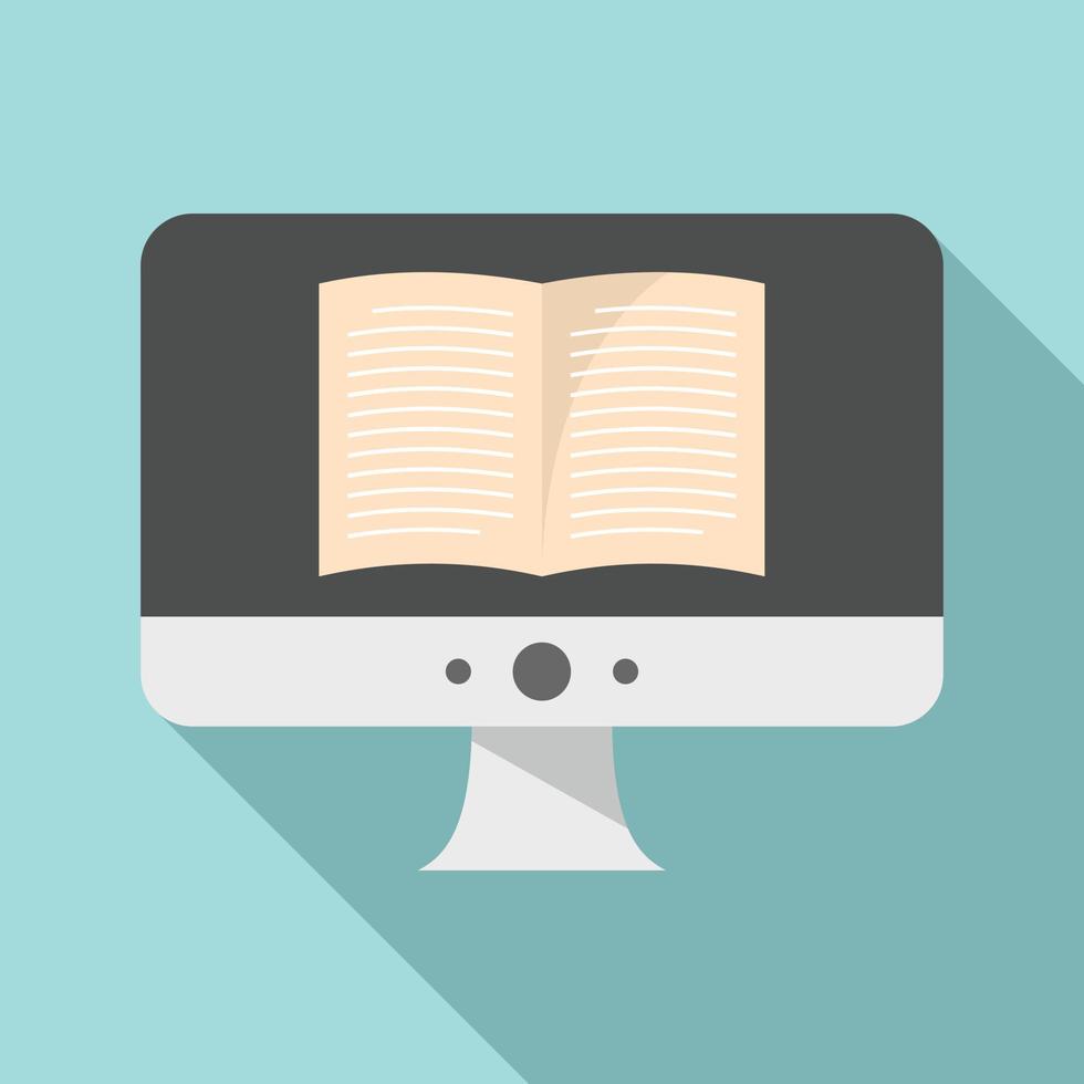 Computer ebook icon, flat style vector