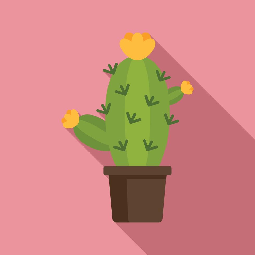 Cactus flower icon, flat style vector