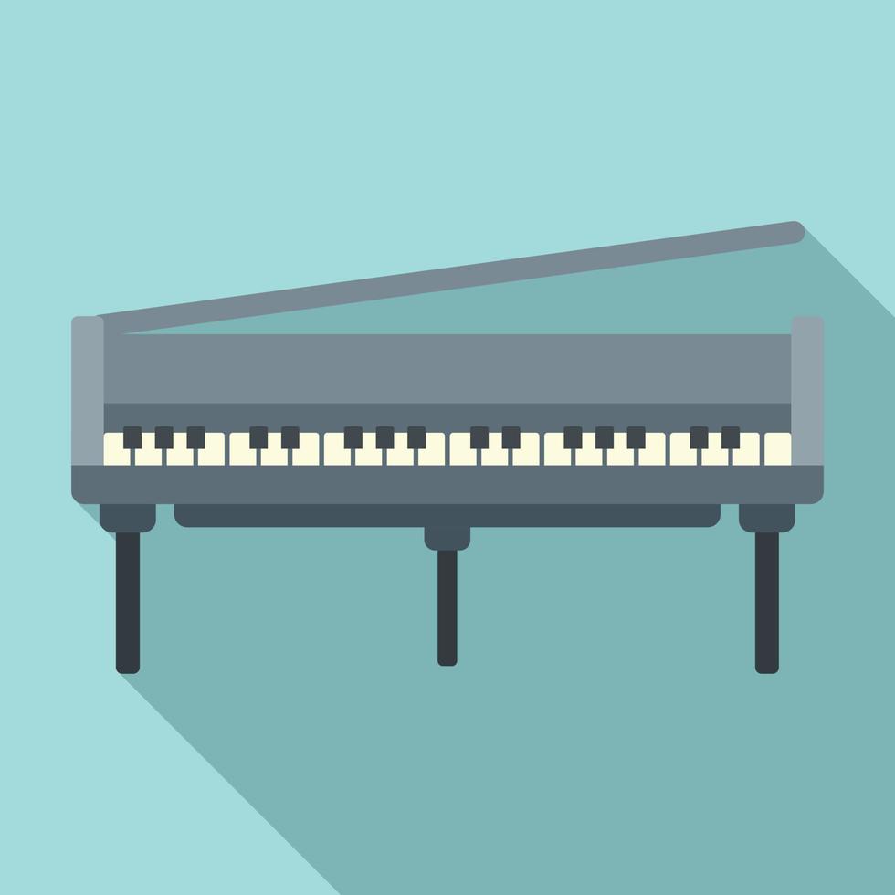 icono de piano de cola abierto, tipo plano vector