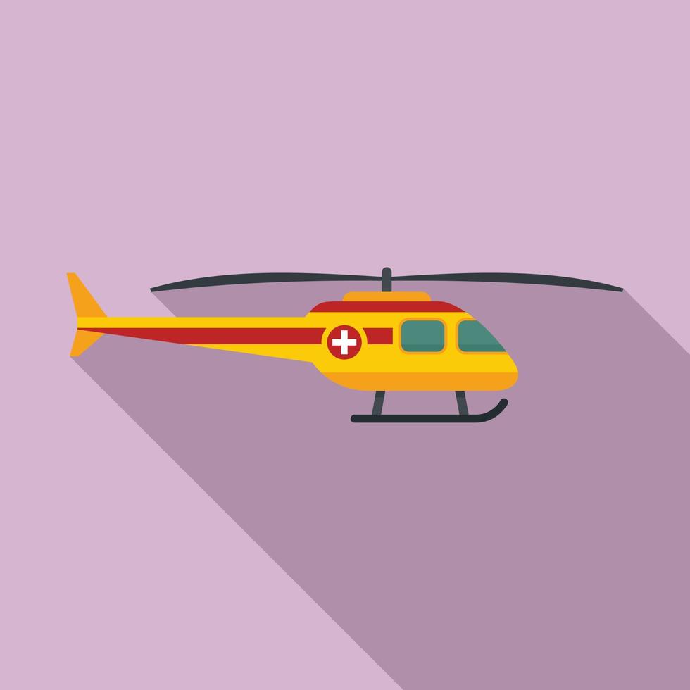 icono de helicóptero de rescate, estilo plano vector