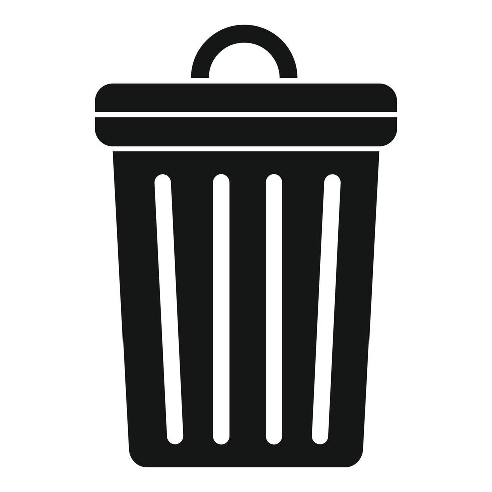 Trash bin icon, simple style vector