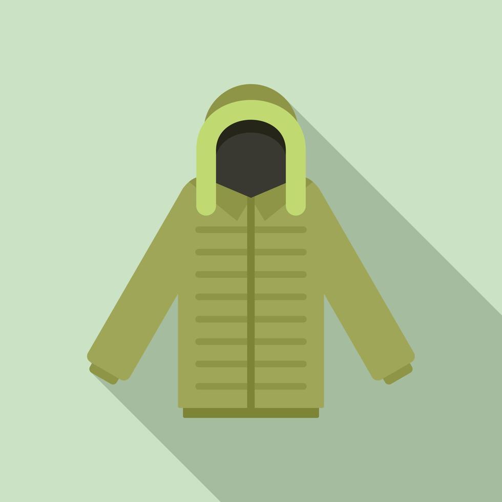 icono de chaqueta de invierno de pescador, estilo plano vector