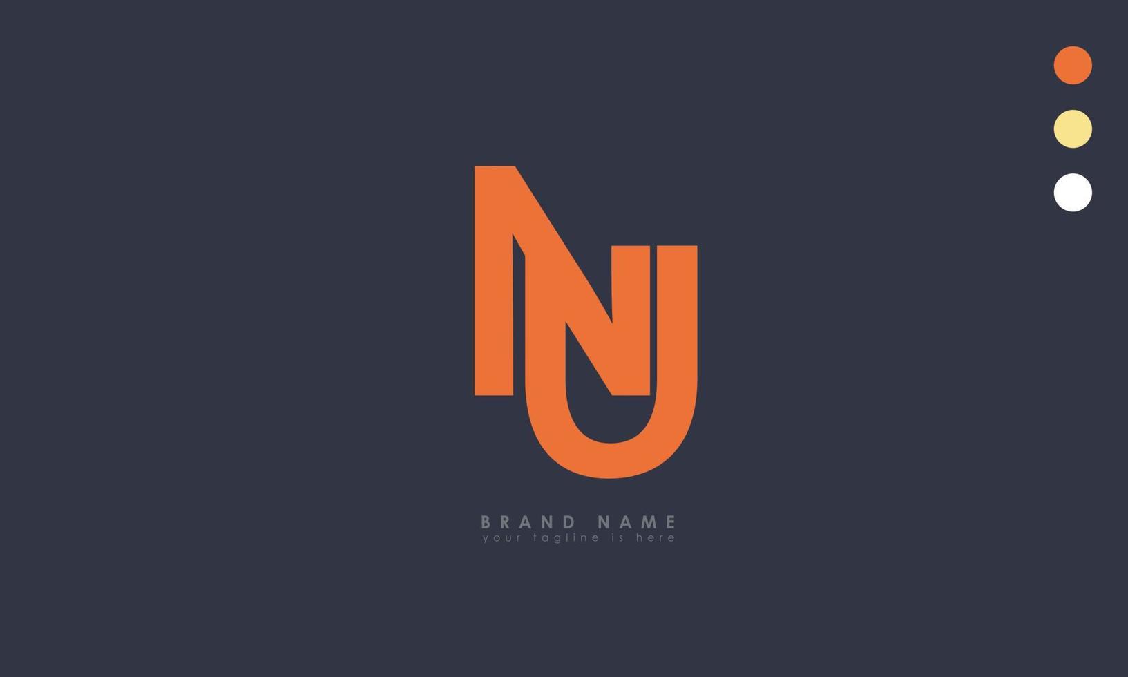 Alphabet letters Initials Monogram logo NU, UN, N and U vector