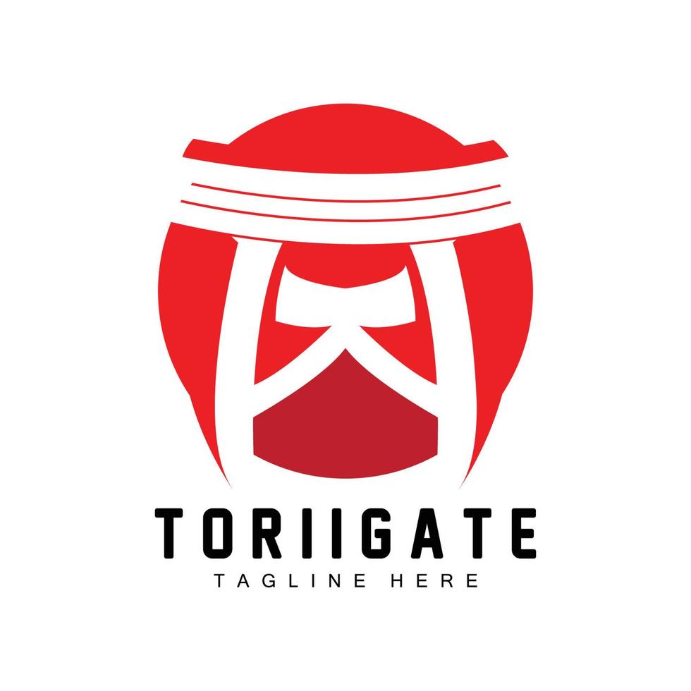 logotipo de puerta torii, vector de icono de puerta de historia japonesa, ilustración china, plantilla de marca de empresa de diseño de madera