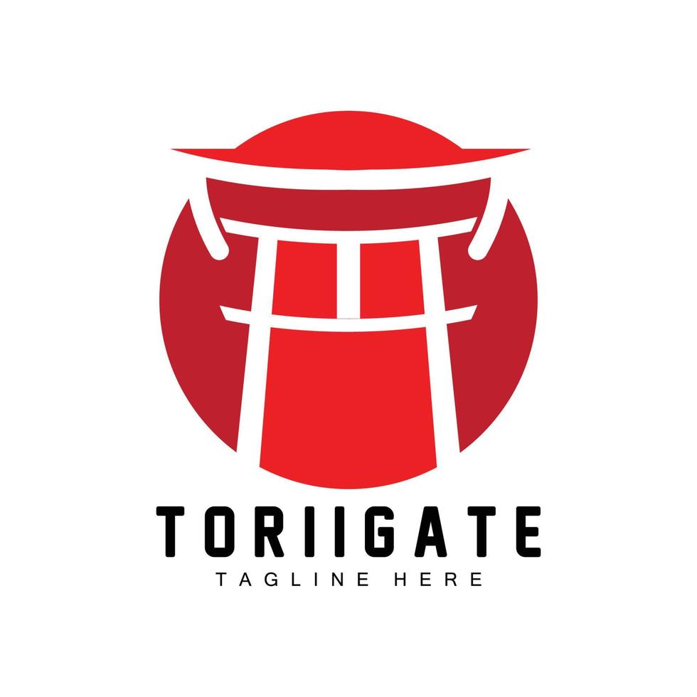 Torii Gate Logo, Japanese History Gate Icon Vector, Chinese Illustration, Wooden Design Company Brand Template vector