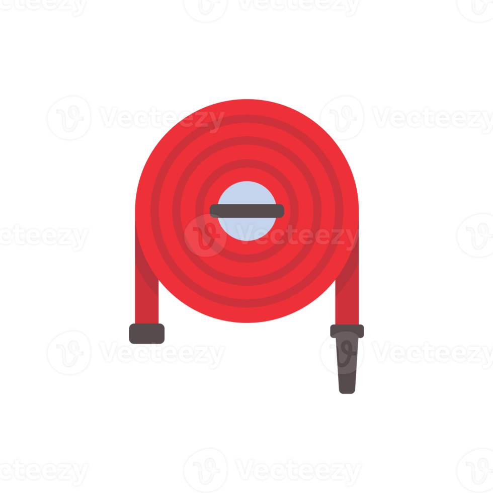 Fire hose. The red rubber hose is used to extinguish the fire. png