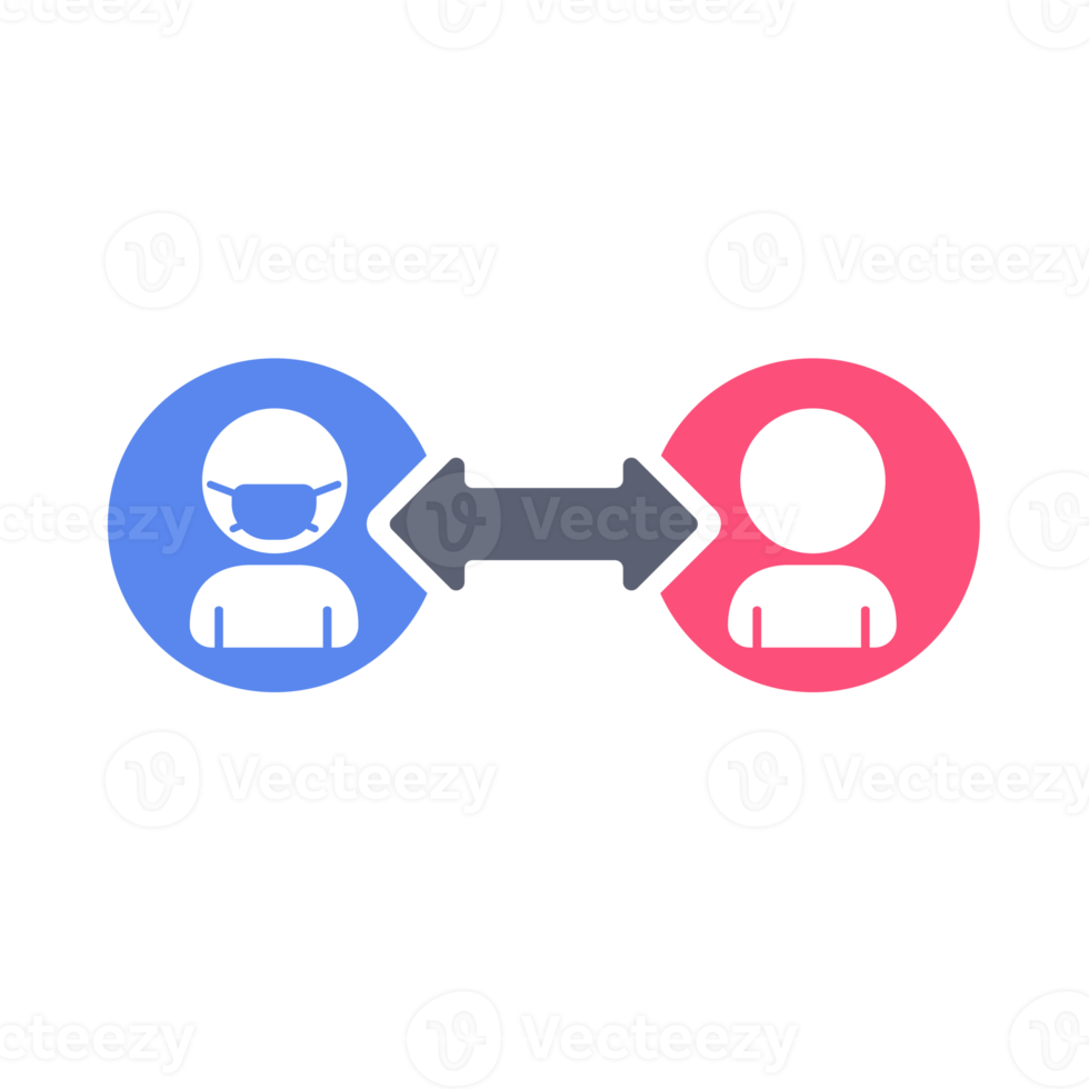 persone icona. sociale spaziatura con covid-19 pazienti per impedire il diffusione di agenti patogeni. png