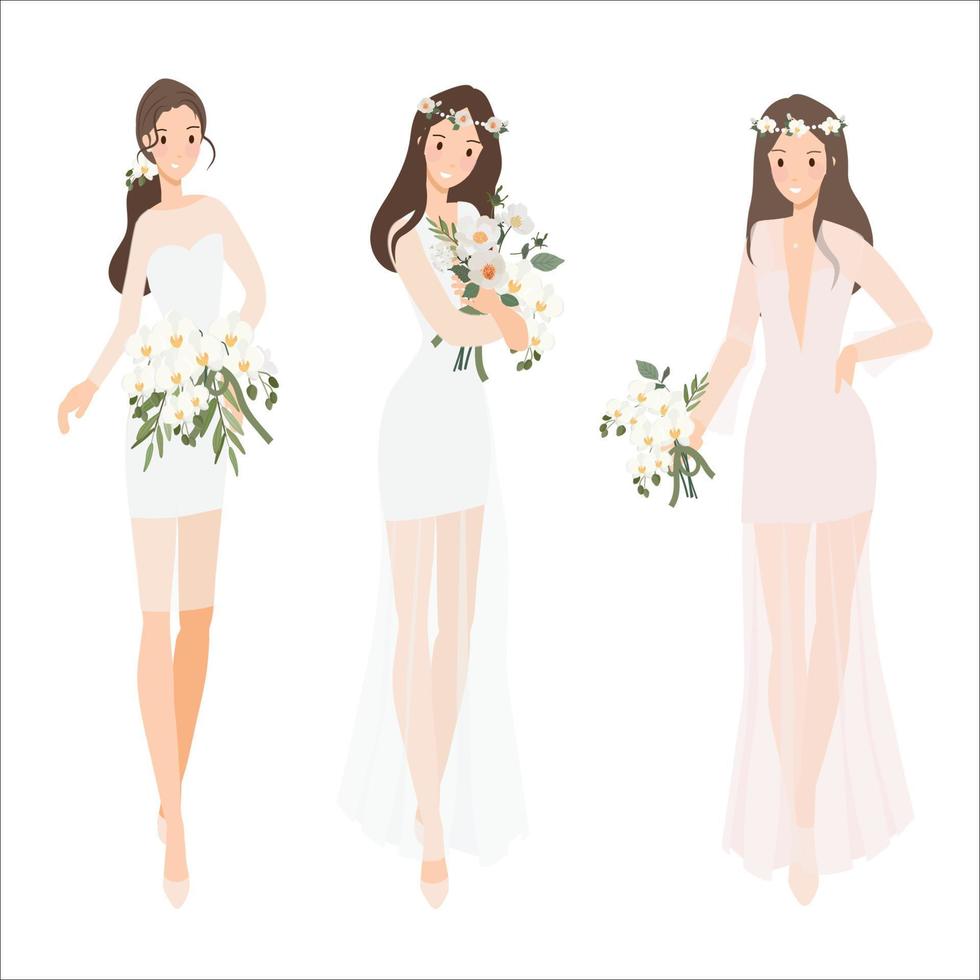 Webbeautiful bohemian casual bride  cartoon flat sytle vector