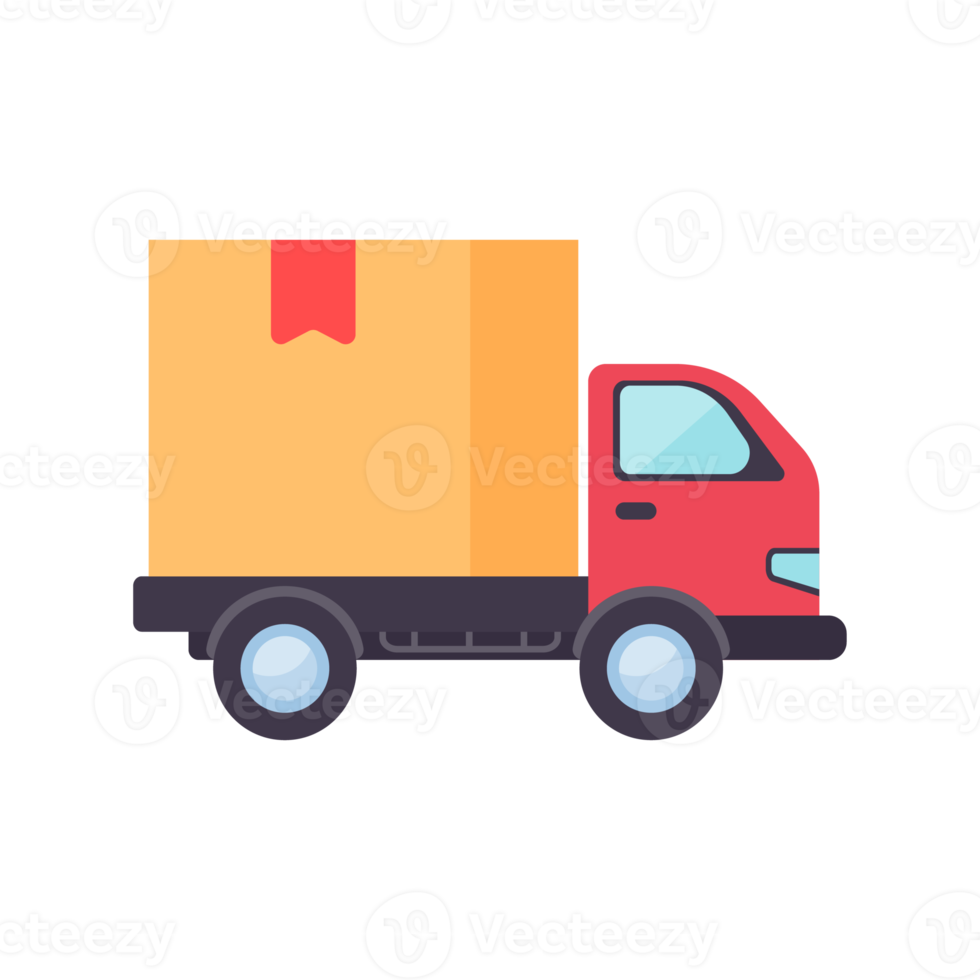 les camions livrent les marchandises au destinataire. concept de commande en ligne png