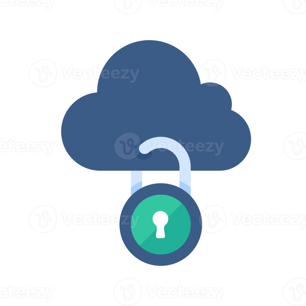 wolk computergebruik. de hangslot dat sloten de wolken. de concept van voorkomen gegevens verlies Aan de netwerk. png