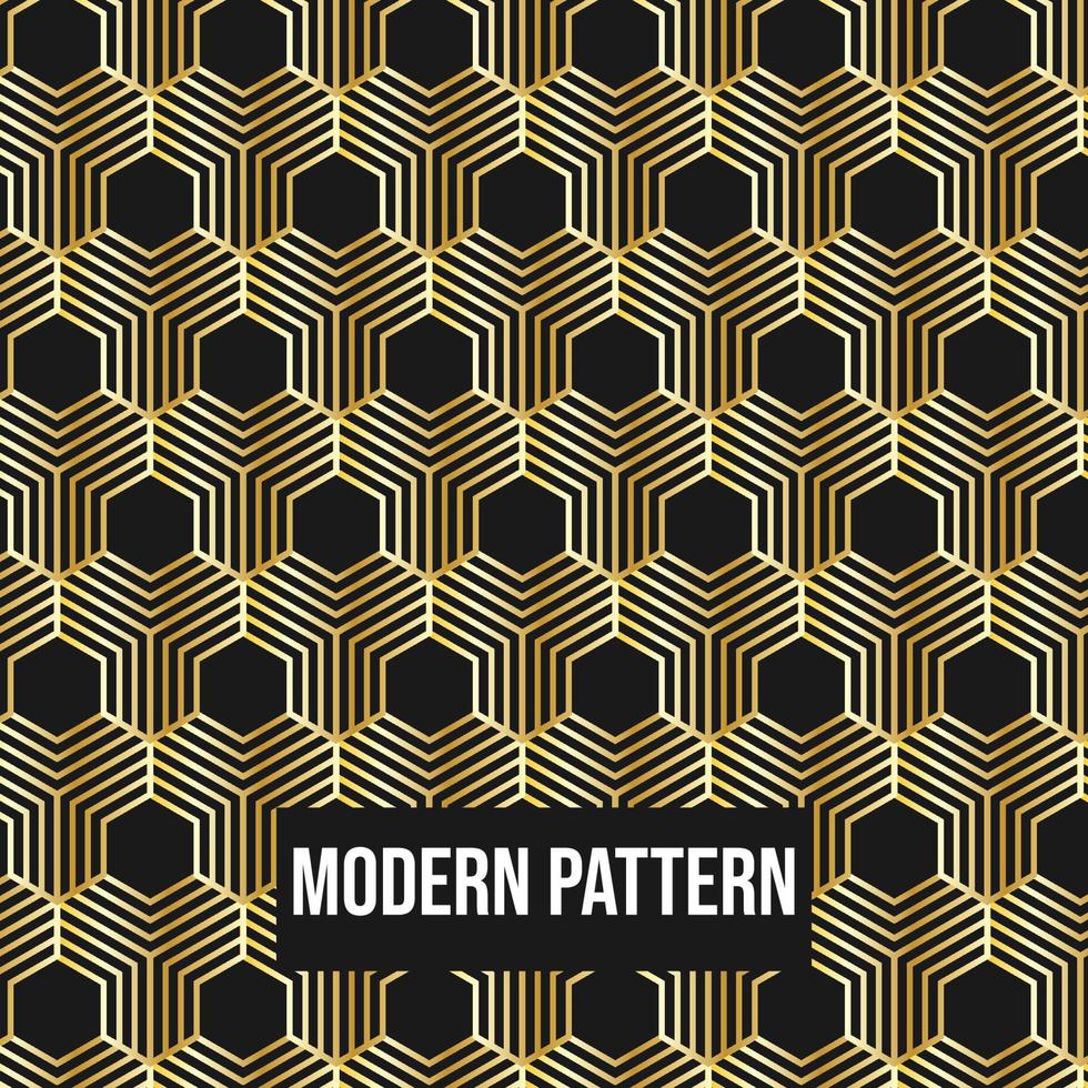 Abstract Hexagon geometric pattern with lines seamless vector background. Black and Gold texture can be used in cover design, book design, poster, cd cover, flyer, website backgrounds or ads