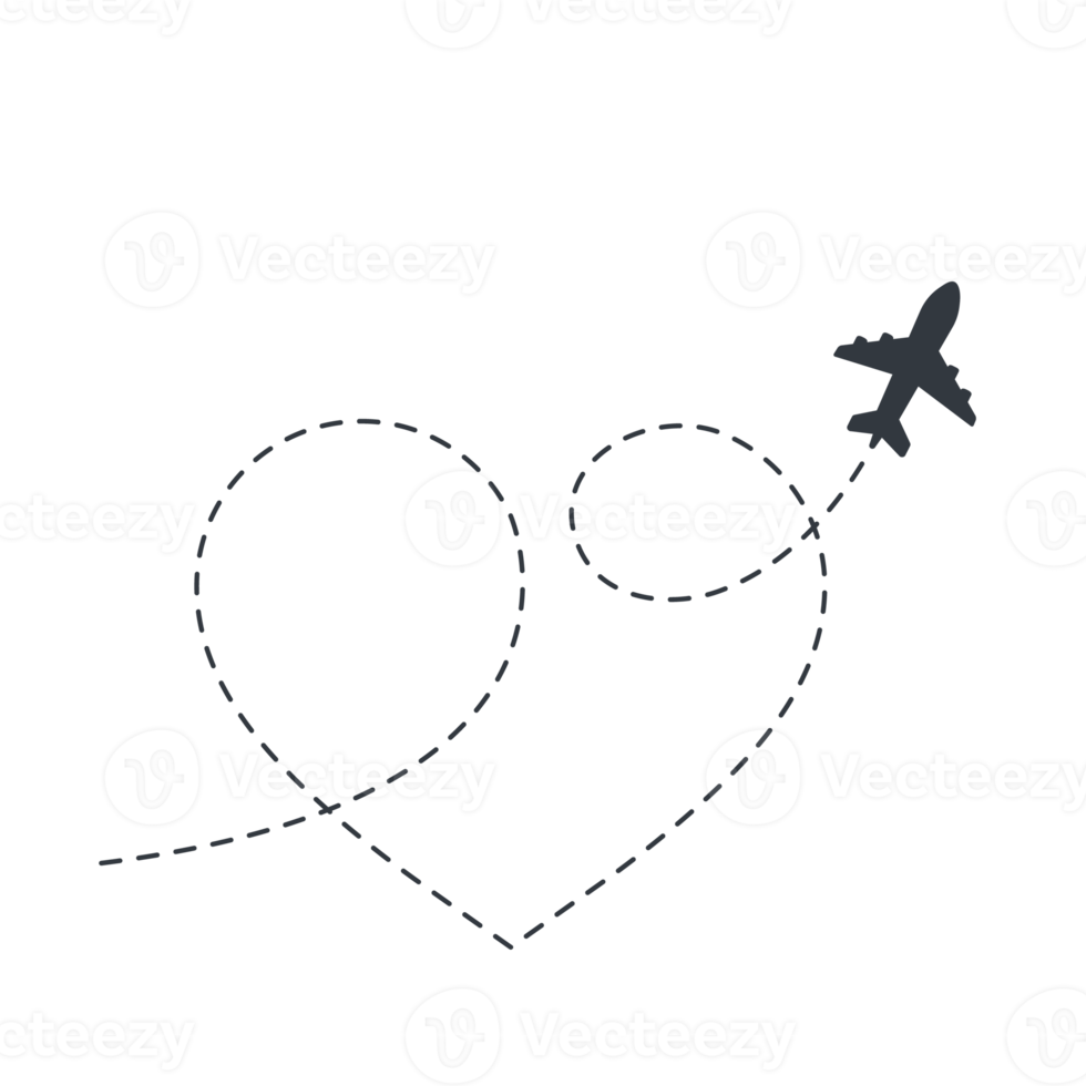 Airplane routes travel icon. Travel from start point and dotted line tracing. png