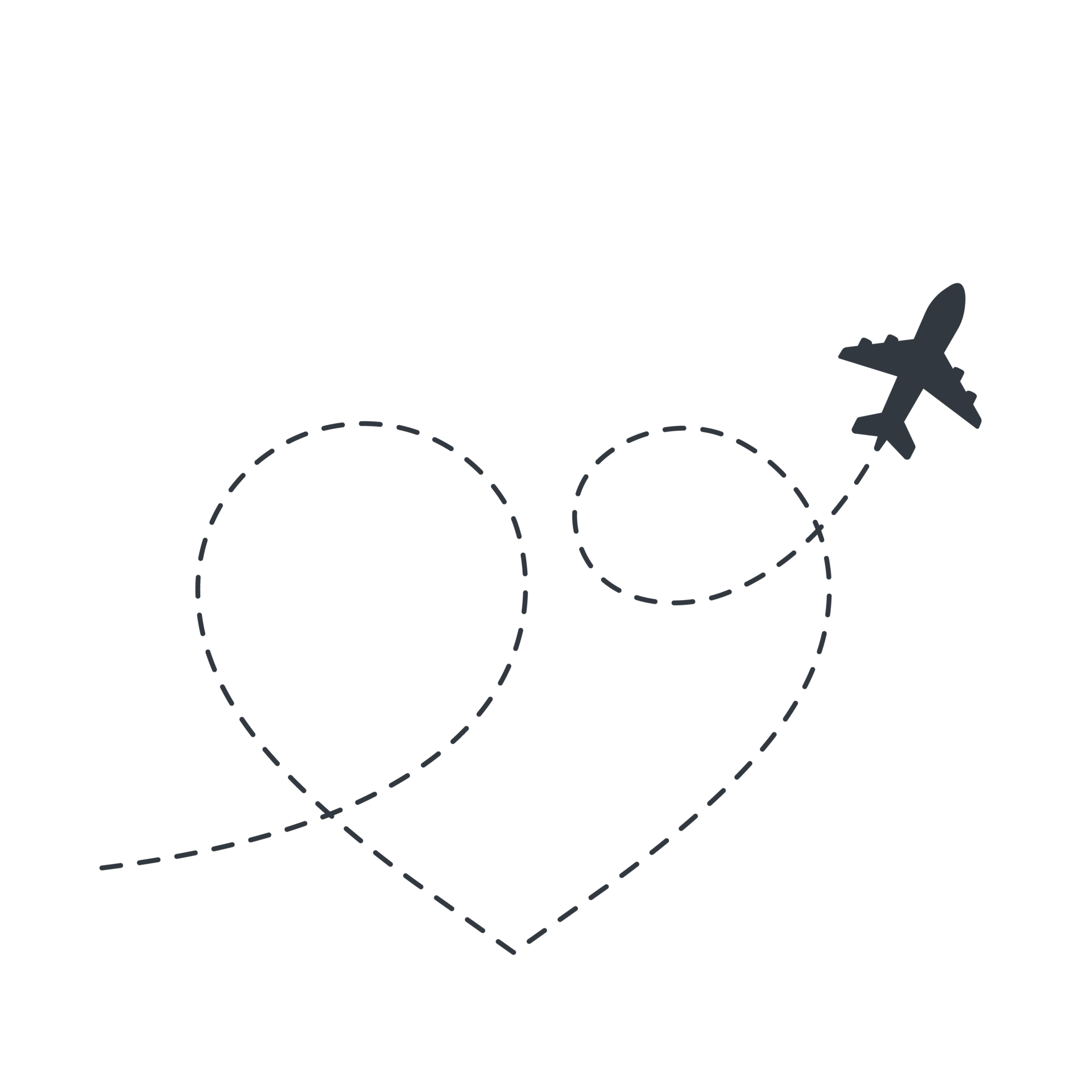 Airplane routes travel icon. Travel from start point and dotted line