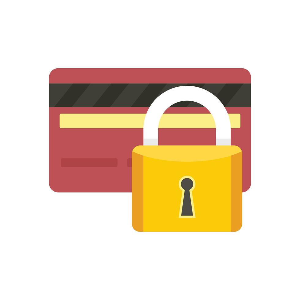 Credit card locked icon, flat style vector