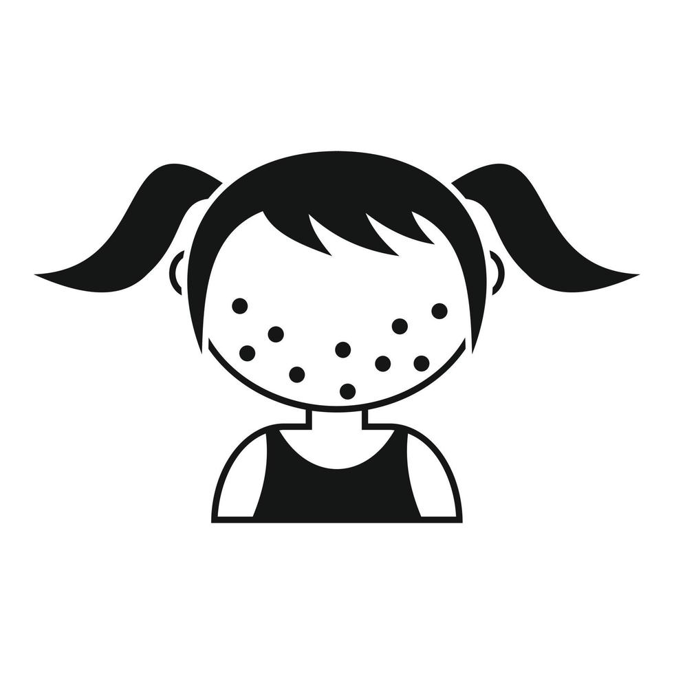 Chicken pox kid girl icon, simple style vector