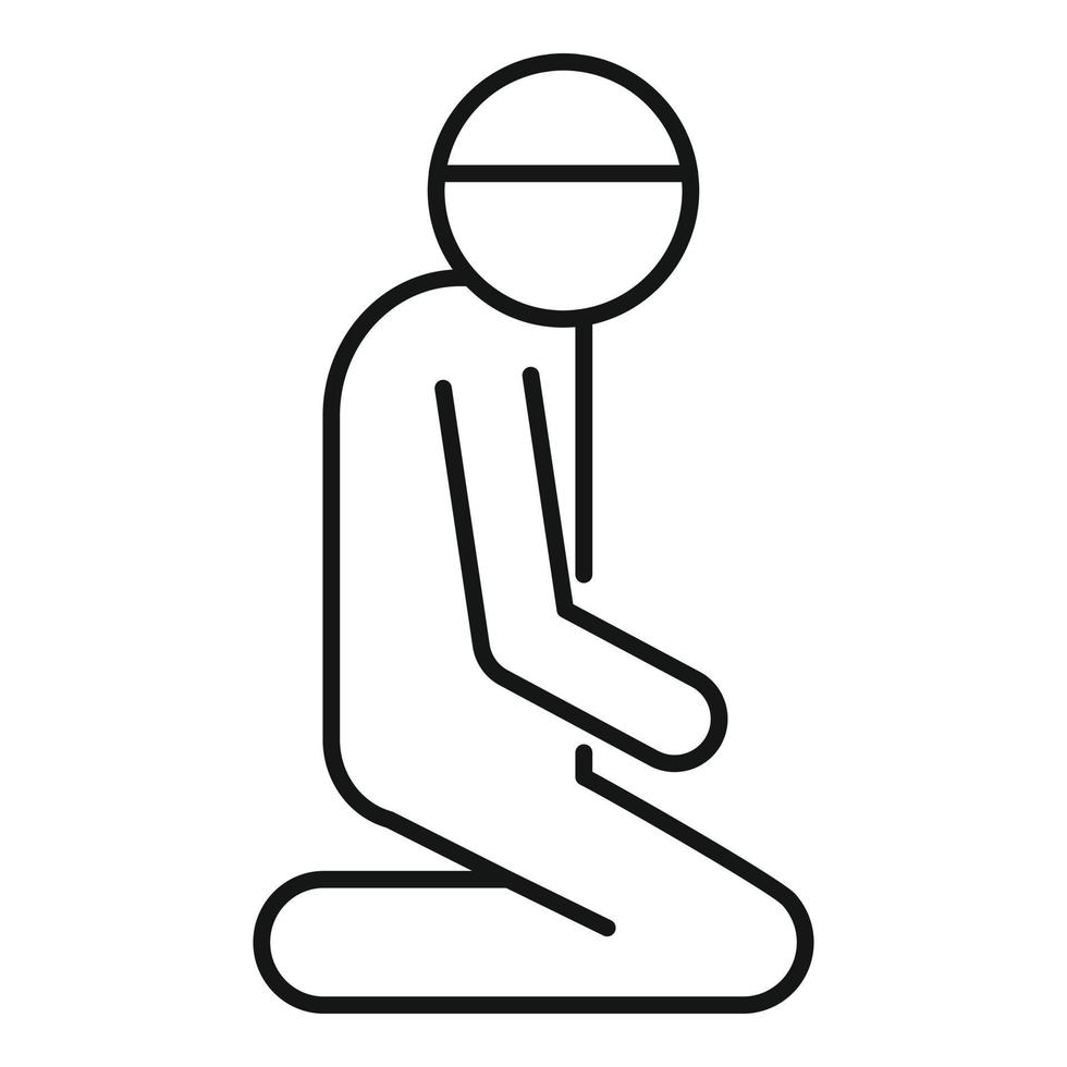 icono de hombre namaz, estilo de contorno vector