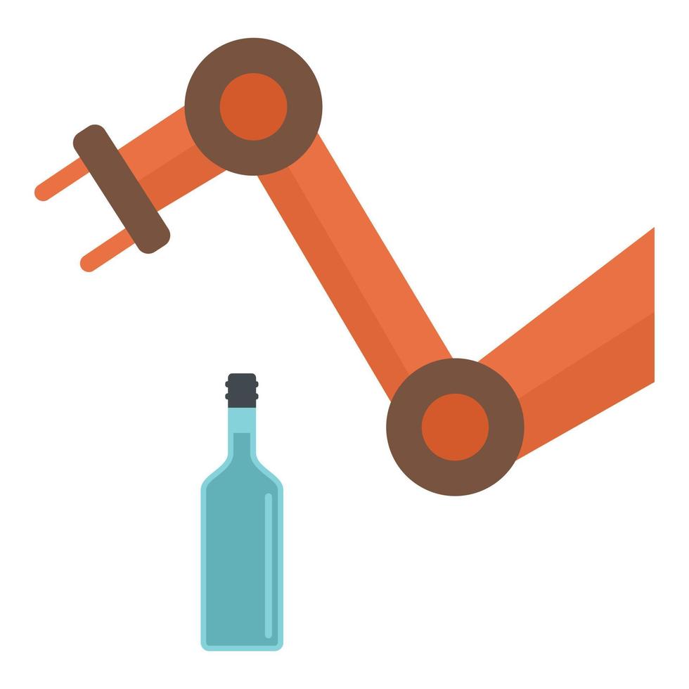 Hand robot take bottle icon, flat style vector