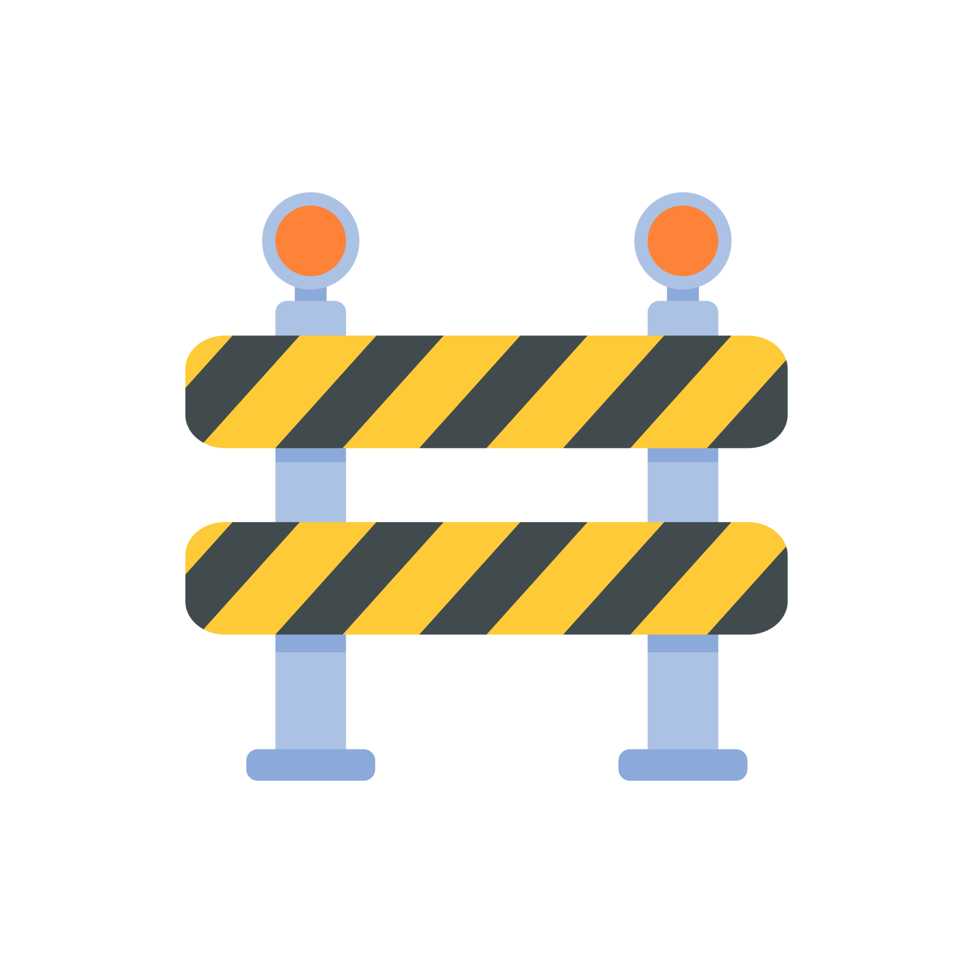 barreras de seguridad, líneas de reparación de carreteras, señales de